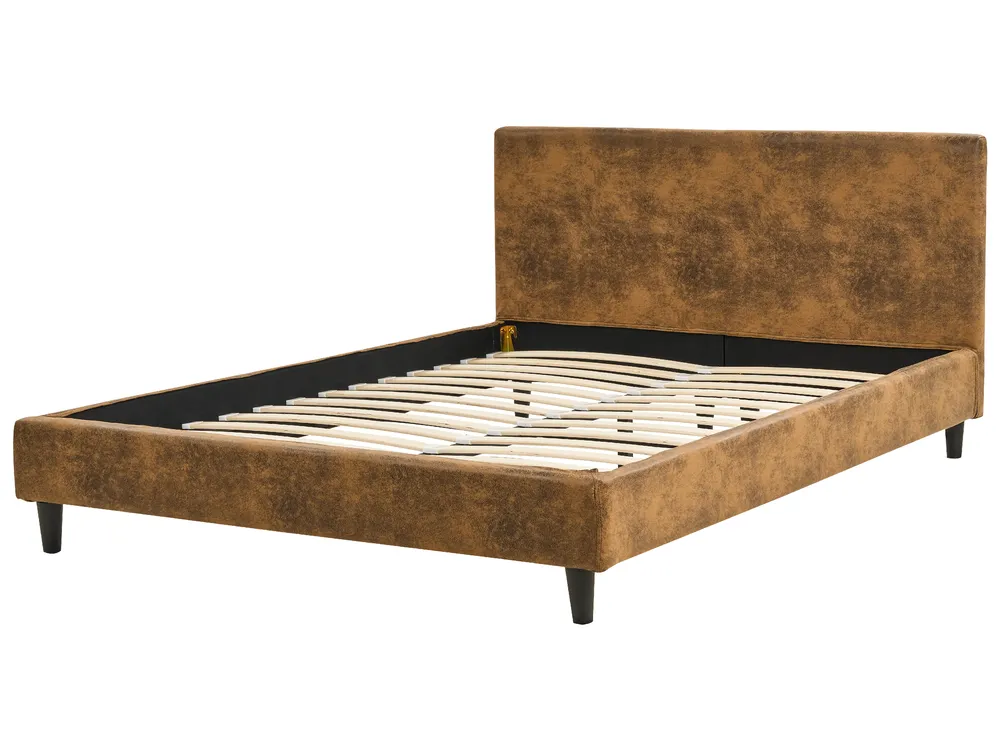 Bed Frame Cover Faux Leather FITOU 140 x 200 cm Brown_876090
