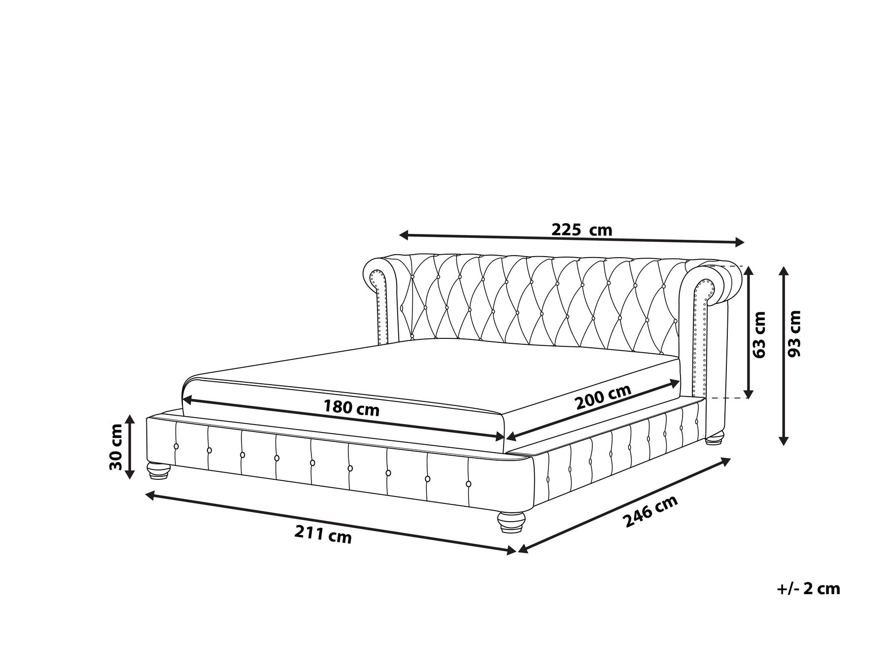 Bed Velvet CAVAILLON 180 x 200 cm (EU Super King) Light Grey_791646