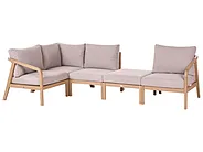 Garden Corner Sofa with Table 5 Seater RIVELLO Modular Acacia Wood Light Brown_1156311