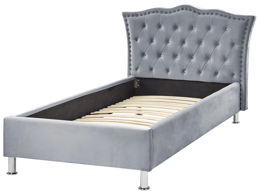 Cama Veludo METZ 90 x 200 cm Cinzento_861361