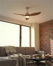 Ventilatore a soffitto con luce MAHAUT con telecomando LED Marrone chiaro_1032010