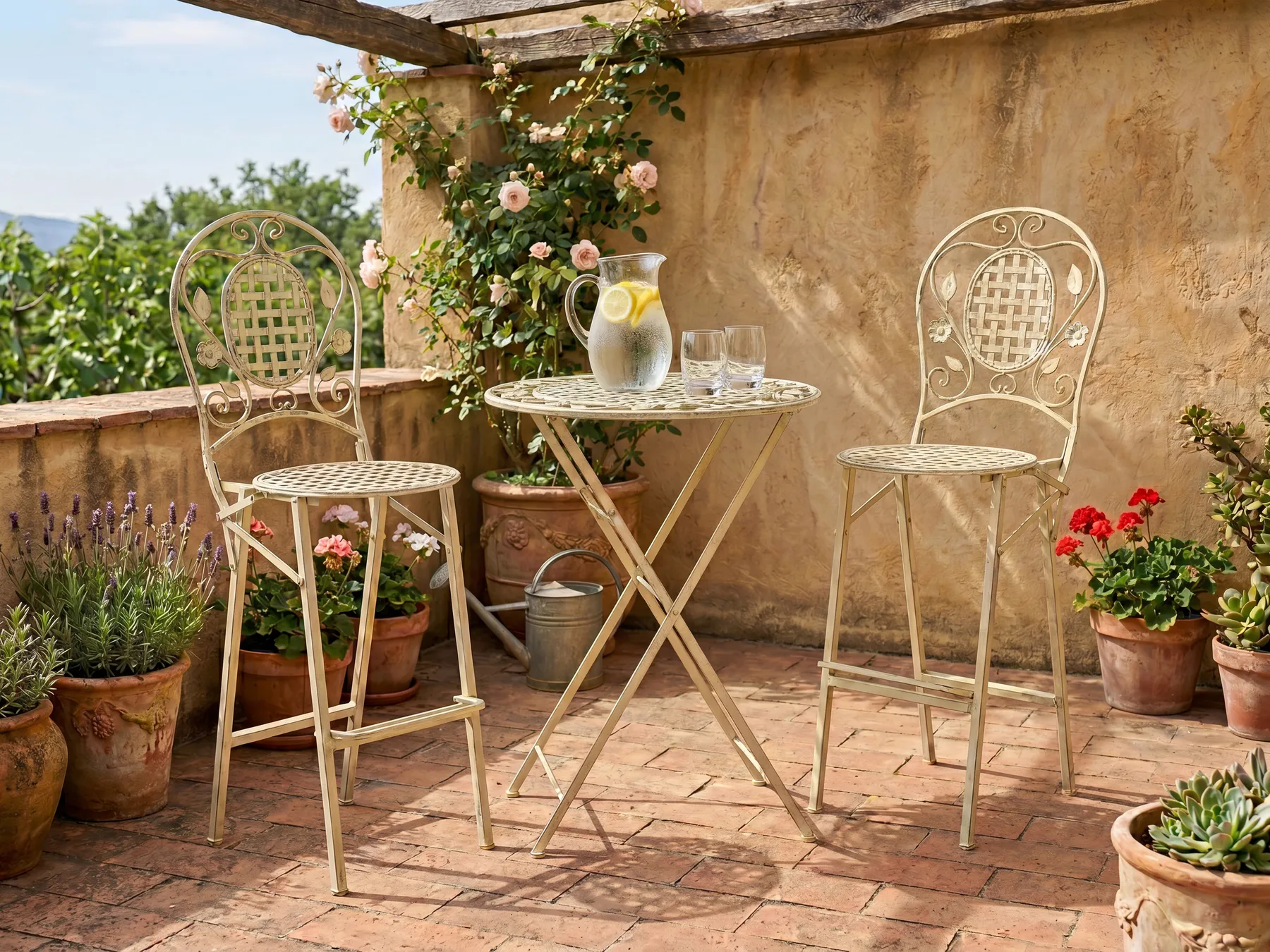 Garden Bar Set Folding BIVIO Metal Light Green_966497
