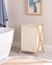Laundry Basket CAHUIL Bamboo Light Brown 69 L_1185095