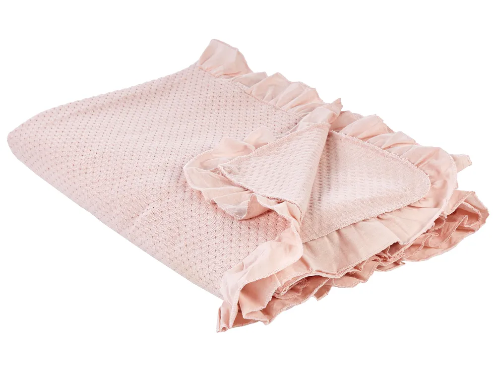 Bedspread HATTON Cotton 200 x 220 cm Pastel Pink