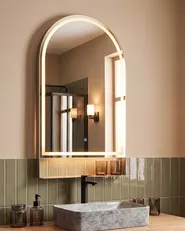 LED Bathroom Mirror VALOUZE 61 cm 100 cm with Shelf Silver_1093707