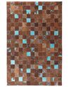 Tappeto patchwork in pelle marrone e blu 160 x 230 cm ALIAGA_641436