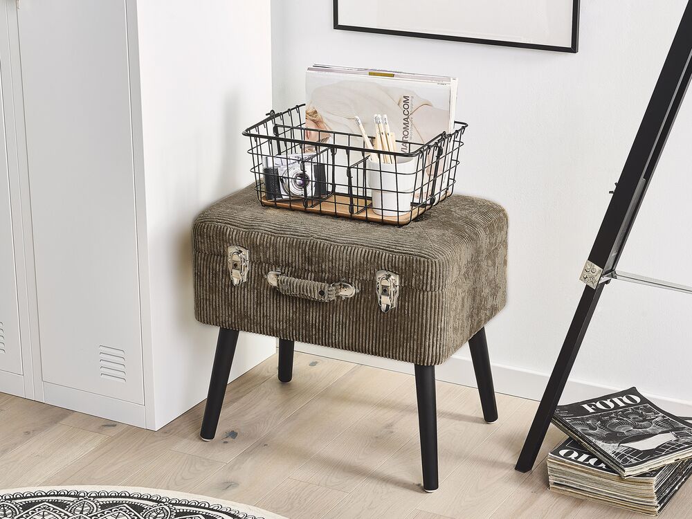 Hocker mit Stauraum MALLARD Cord Hellbraun