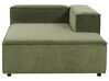 Left Hand 3 Seater Modular Jumbo Cord Corner Sofa Green APRICA_895272