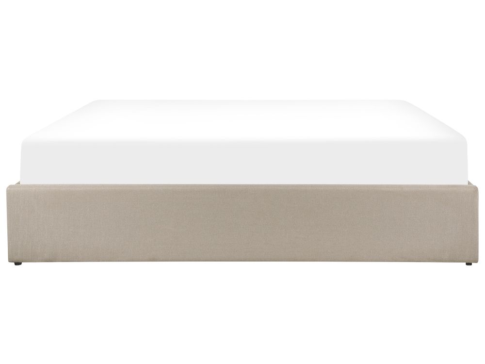 Fabric EU Super King Size Ottoman Bed Beige DINAN Beliani
