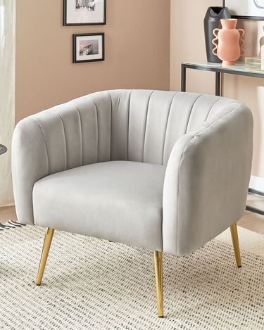 Velvet Armchair Light Grey LACONIA