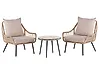 Bistro Set with Cushions LAURETO PE Rattan Natural