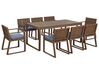 Zestaw ogrodowy stół i 8 krzeseł ciemne drewno z poduszkami niebieskimi SASSARI_921341
