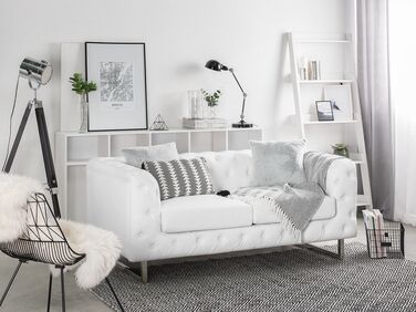 2 Seater Faux Leather Sofa White VISSLAND