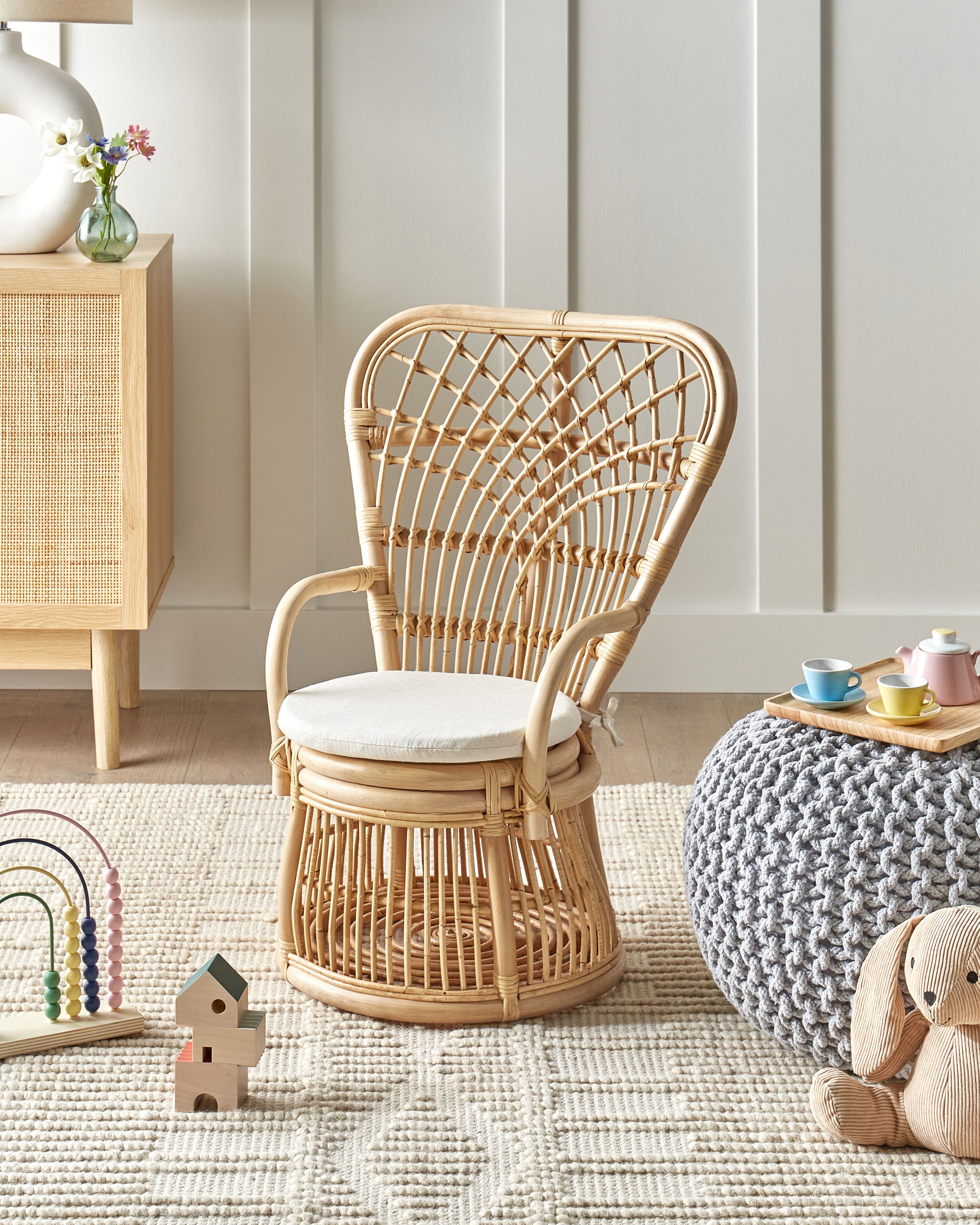 Rattan Kids Chair Natural TEMENI | Beliani.co.uk