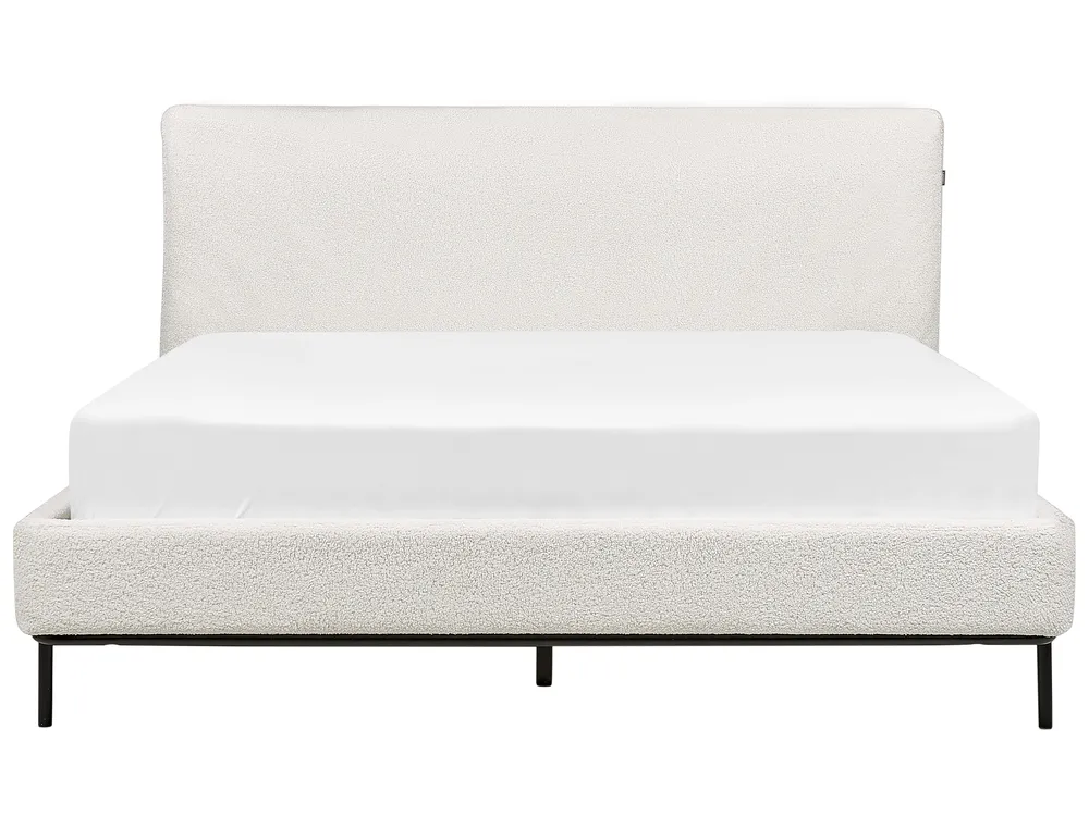 Bett mit Lattenrost Bouclé CORIO 160 x 200 cm Cremeweiß_903253