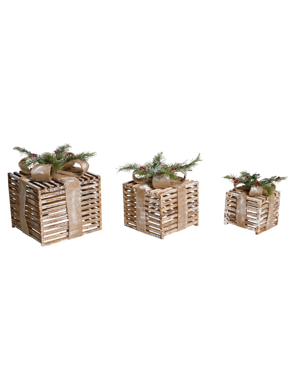Set van 3 kerstdecoraties LED ROINE 15/20/25 cm Kerstcadeaus Bruin