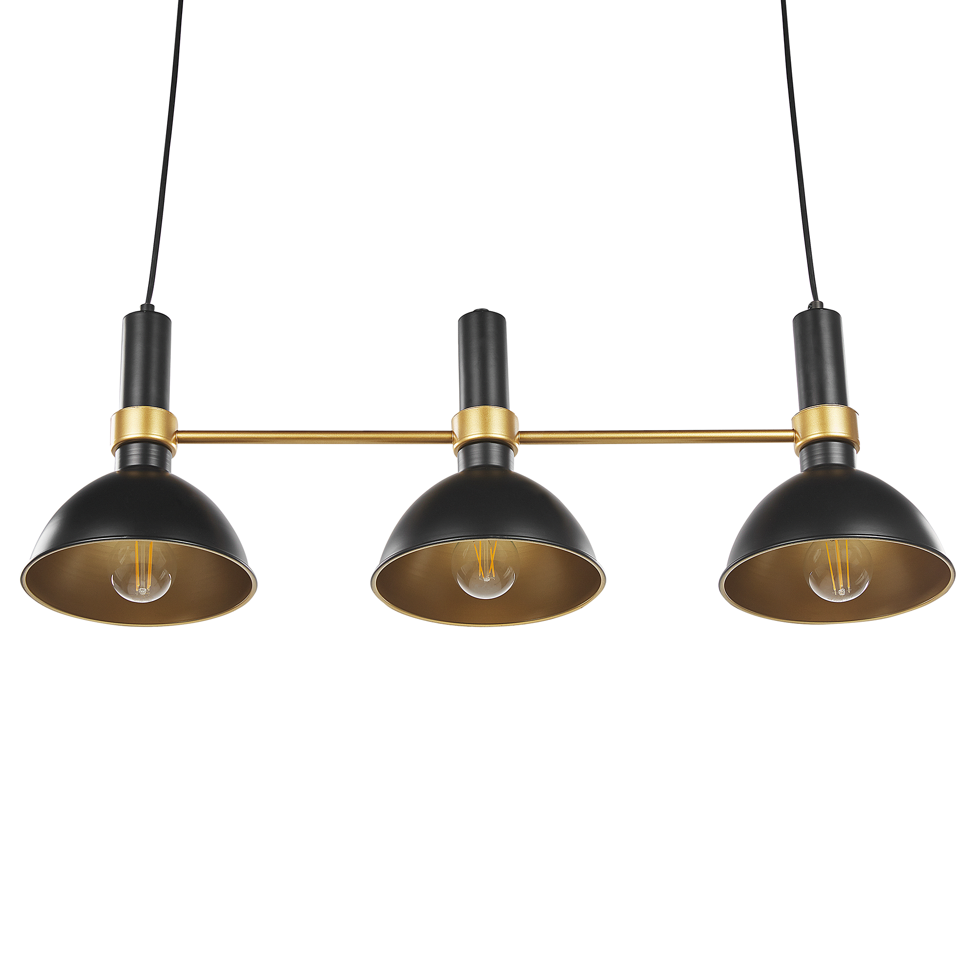 3 Light Pendant Lamp Black and Gold BELES_818195