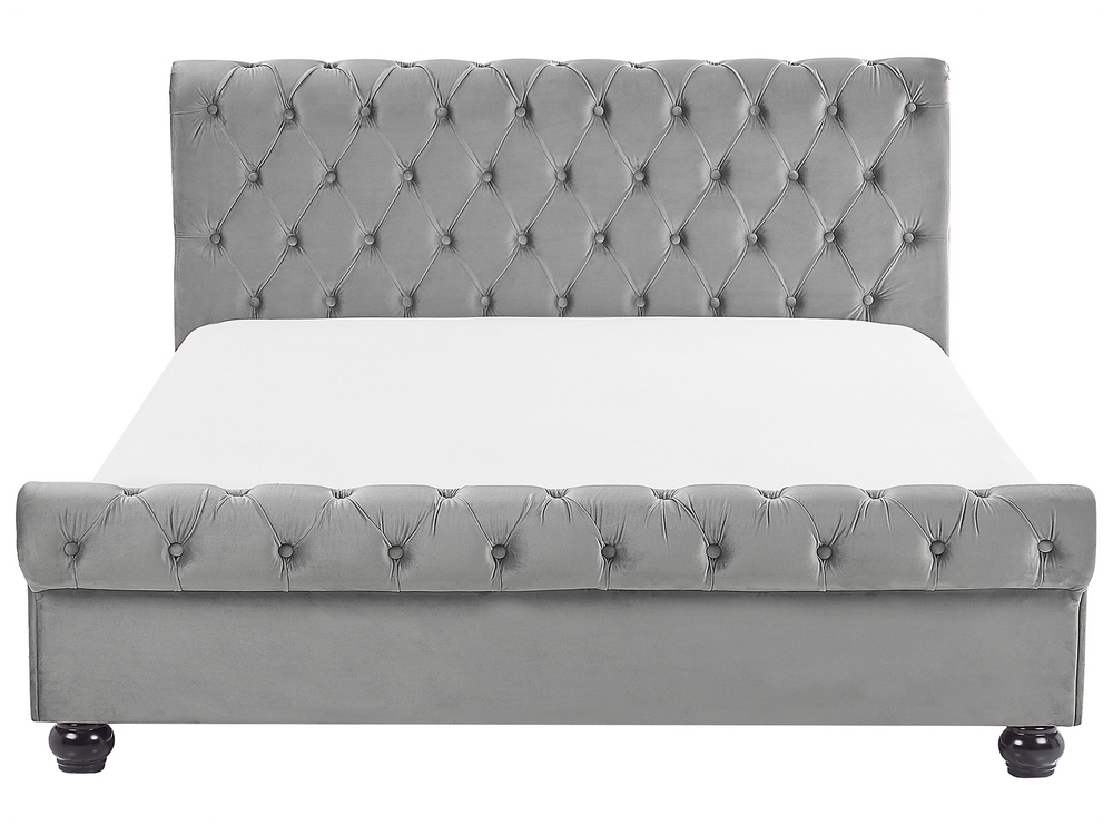 Velvet EU King Size Bed Grey AVALLON Beliani
