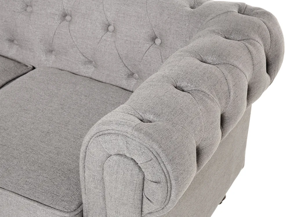 Set da salotto 4 posti CHESTERFIELD Tessuto Grigio chiaro_797126