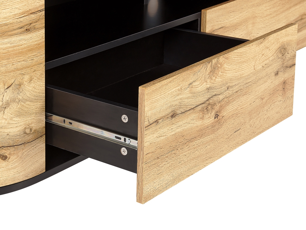 TV Stand Light Wood and Black JEROME Beliani