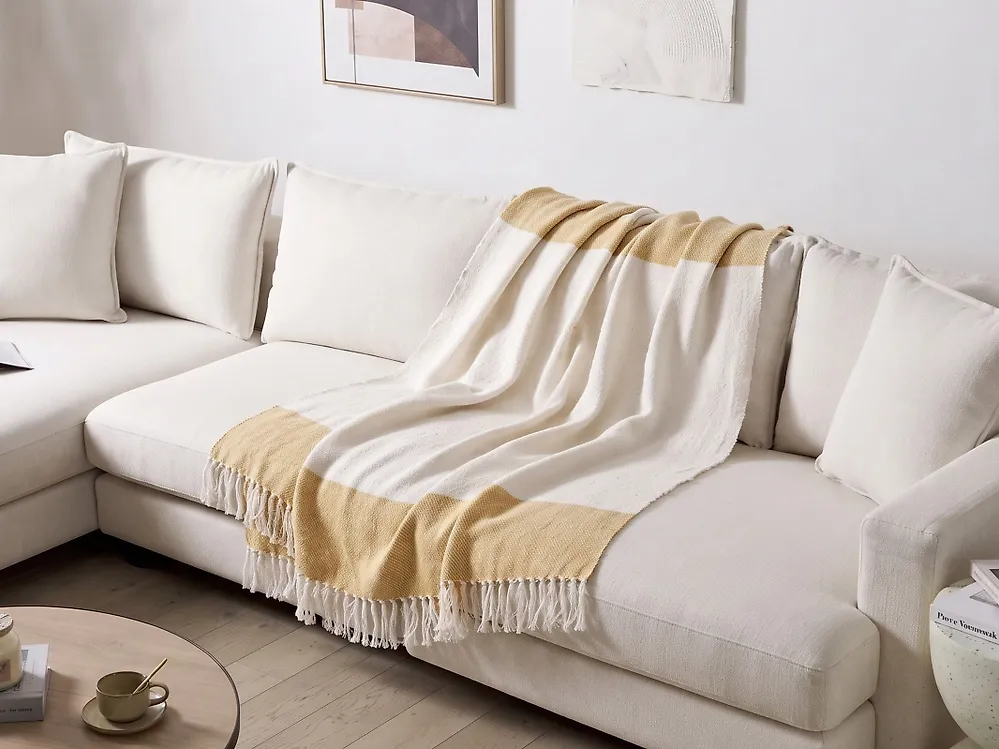 Coperta SALME Tessuto 130 x 170 cm Beige_1179908