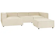 Modular Corner Sofa 3 Seater APRICA with Ottoman Faux Linen Beige Right Hand_856905