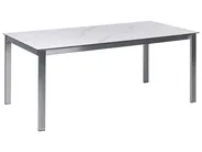 Garden Dining Set 6 Seater COSOLETO/GROSSETO Tempered Glass Marble Effect White Marble_881701