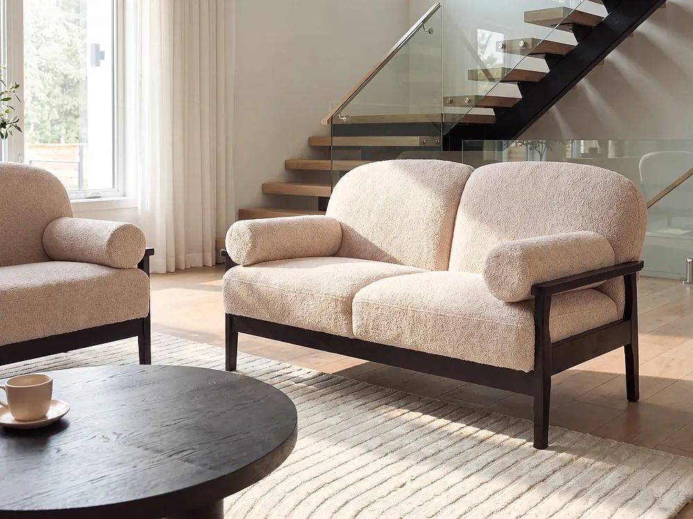 Sofa dla 2 osób PILARNE Boucle Beżowy_1159291