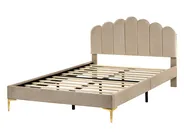 Bed Velvet SAUVIAN 140 x 200 cm (EU Double) Taupe_1014540