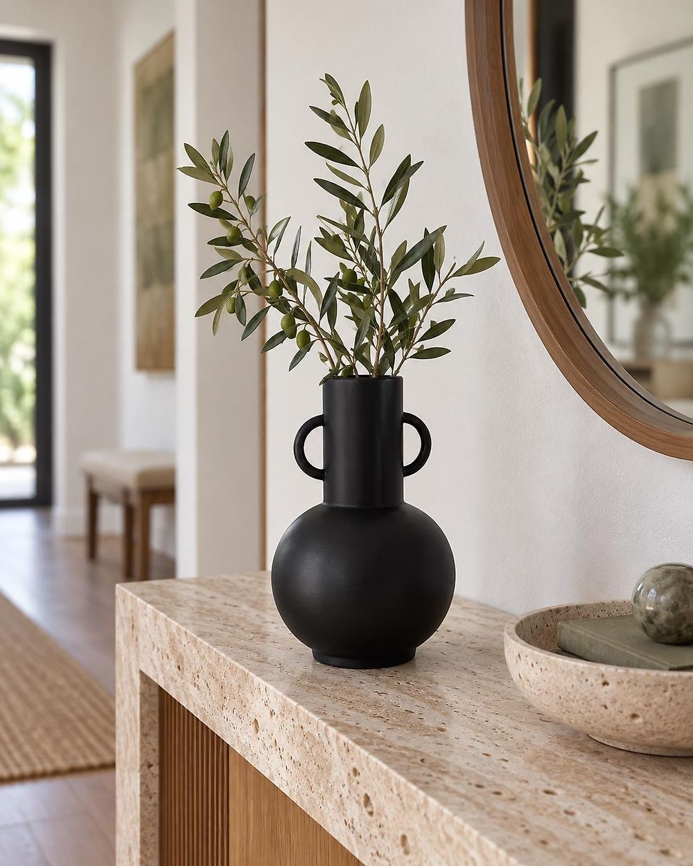 Blumenvase PEREA 26 cm Keramik Schwarz