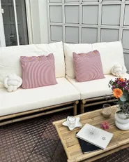 Set of 2 Decorative Cushions MALNI 19 x 19 cm Boucle Off-White Solid_1005593