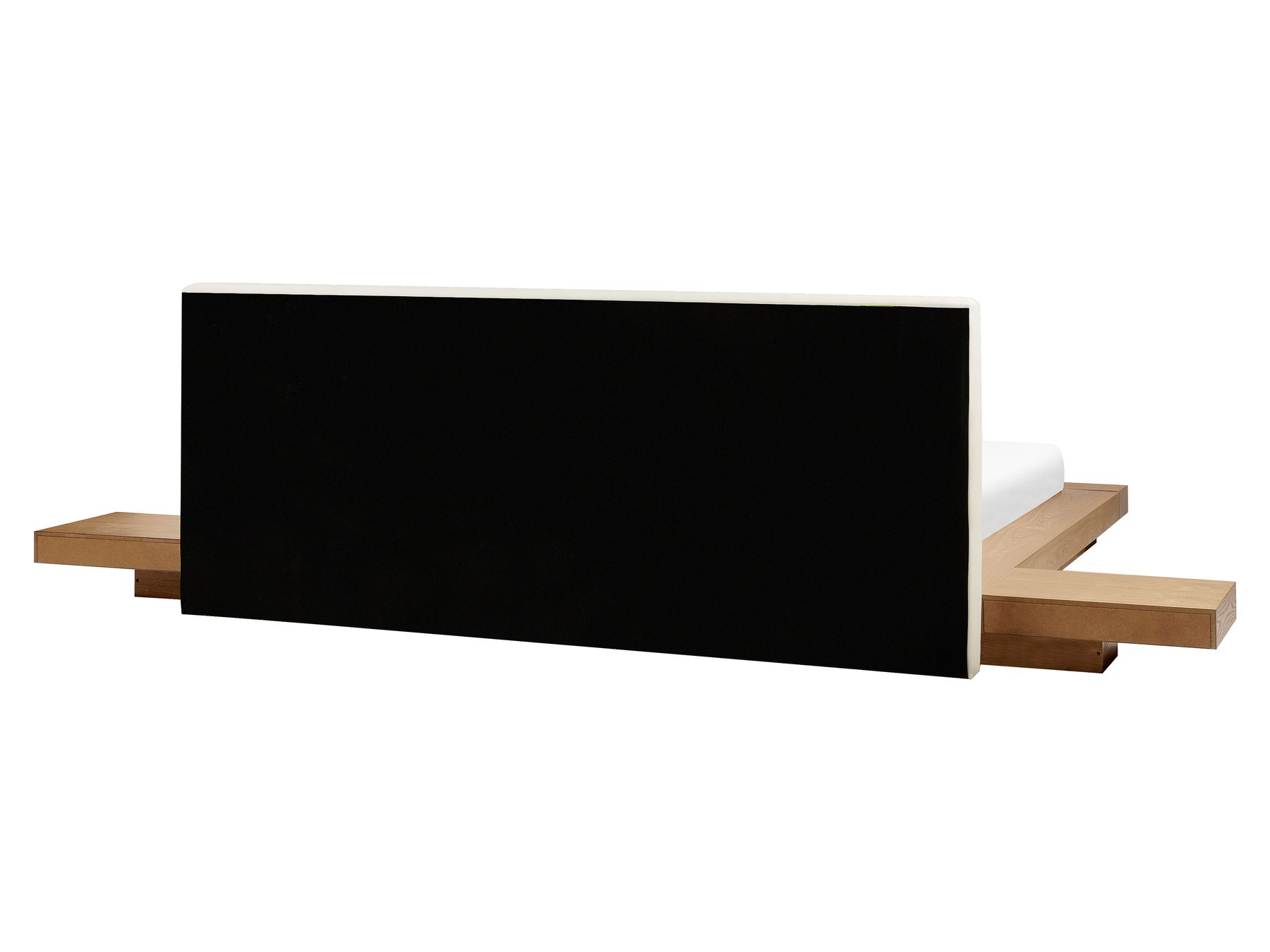 EU King Size Faux Leather Headboard Bed with LED Light Wood ZEN