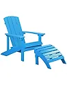 Garden Chair ADIRONDACK with Footstool Blue