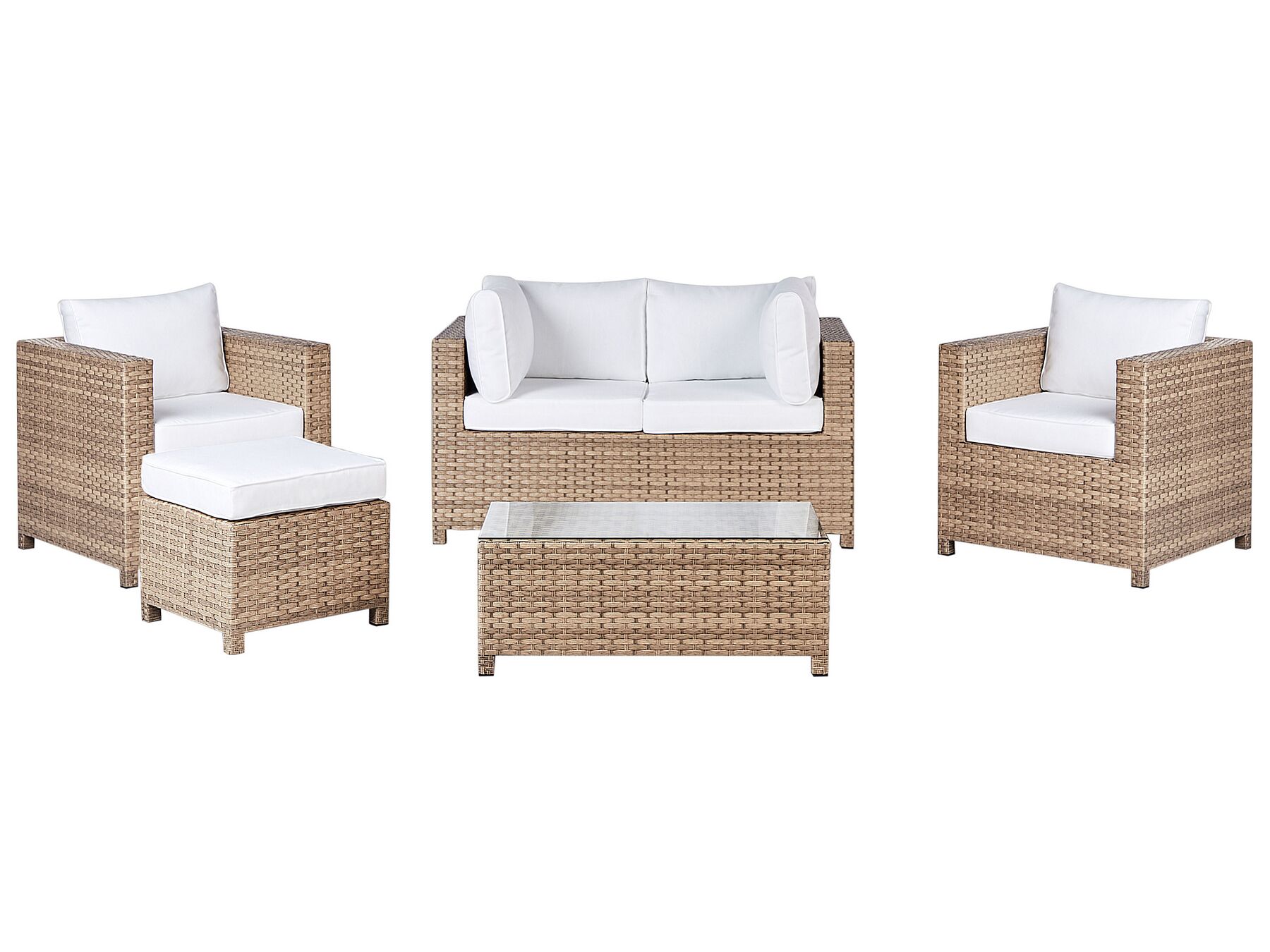 4 Seater PE Rattan Garden Sofa Set White MILANO_929437