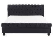 Bett mit Lattenrost Samtstoff AVALLON 160 x 200 cm Schwarz_694378