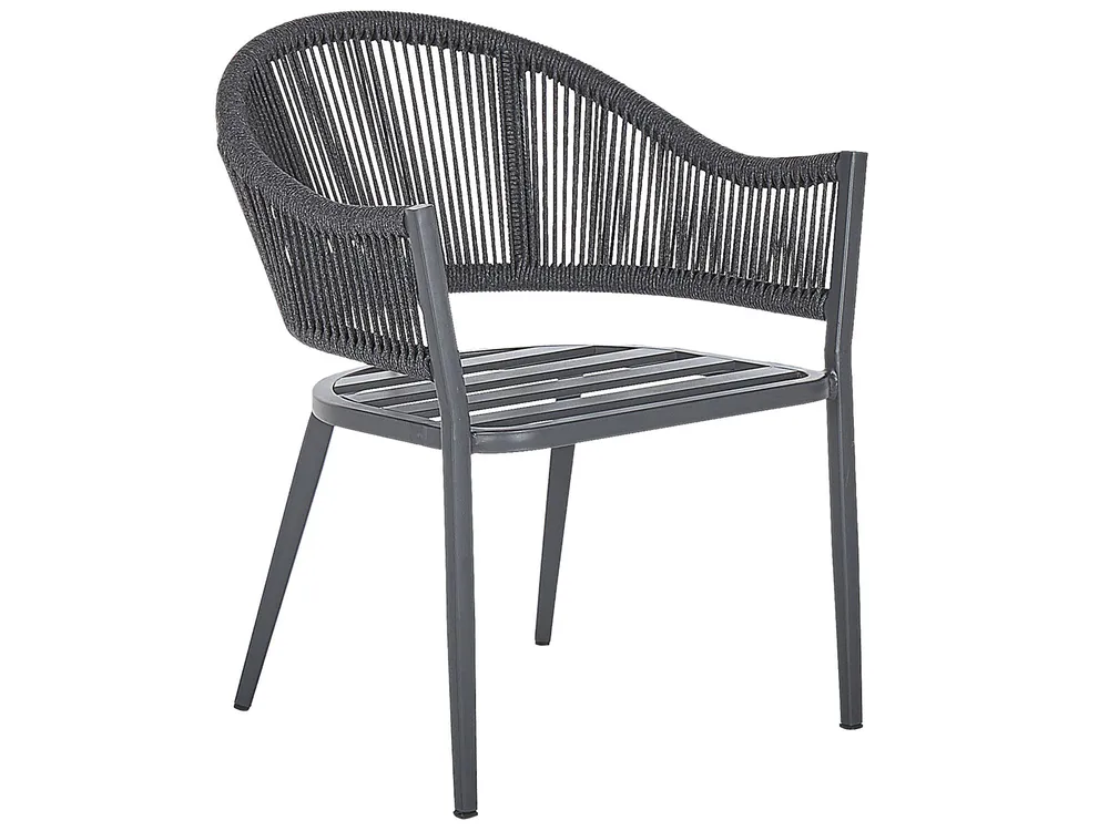 Garden Dining Set 4 Seater MILETO with Cushions Metal Grey_808151
