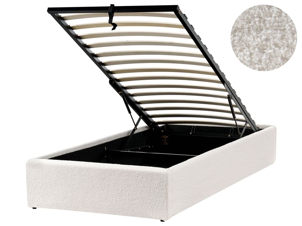 Ottoman Bed Without Headboard Boucle DINAN 180 X 200 Cm EU Super King ottoman-bed-without-headboard-boucle-dinan-180-x-200-cm-eu-super-king