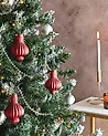 Set of 8 Baubles BRILLANT Glass Red