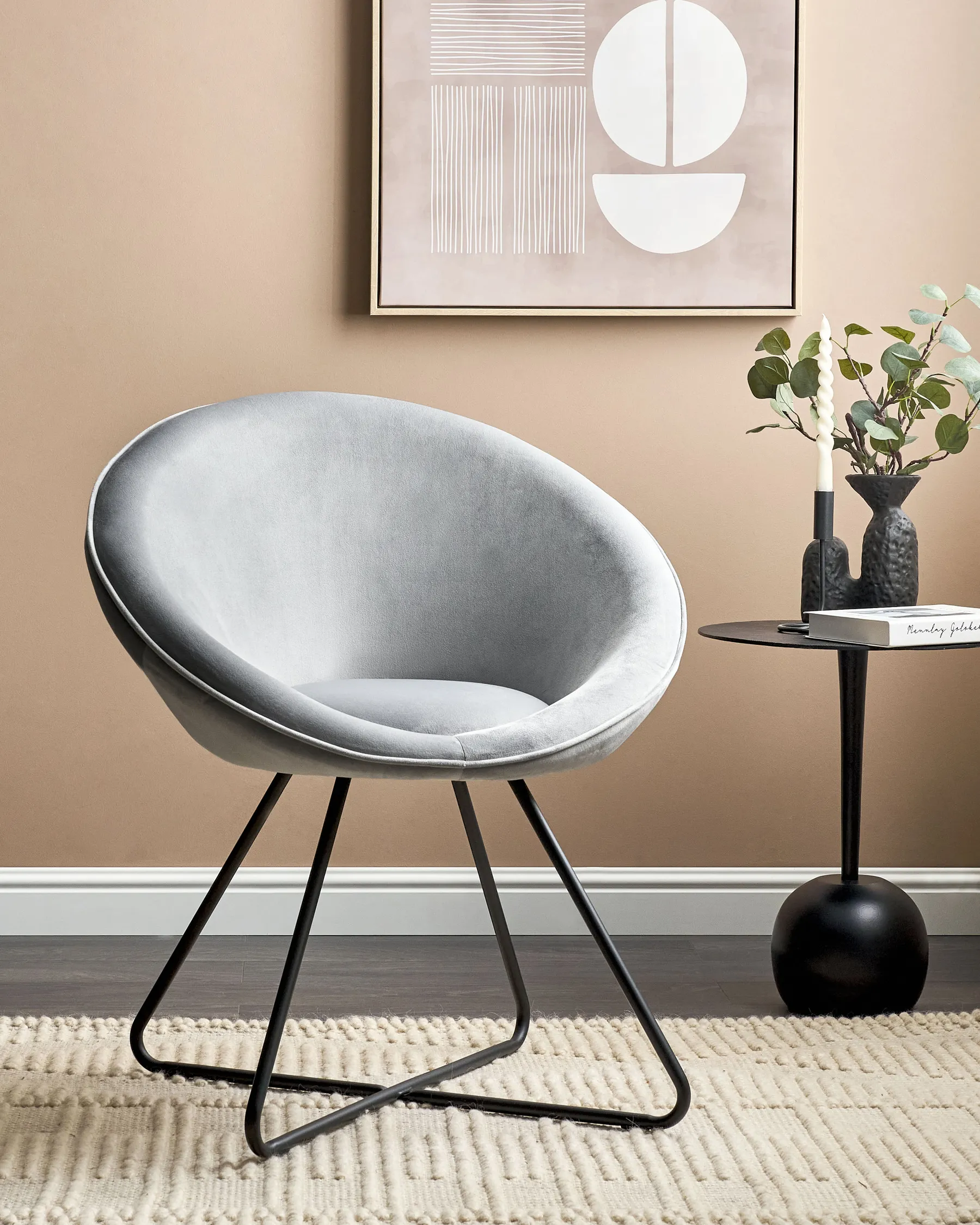 Dining Chair FLOBY II Velvet Light Grey_886100