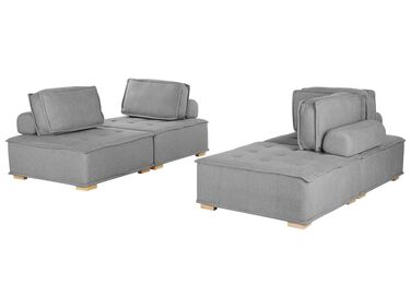 Conjunto de sofás 4 plazas de poliéster gris/madera clara TIBRO