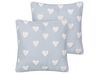 Set of 2 Cotton Cushions Embroidered Hearts 45 x 45 cm Grey GAZANIA_893190