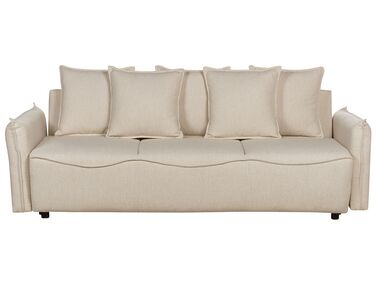 Canapé-lit avec rangement en tissu beige KRAMA