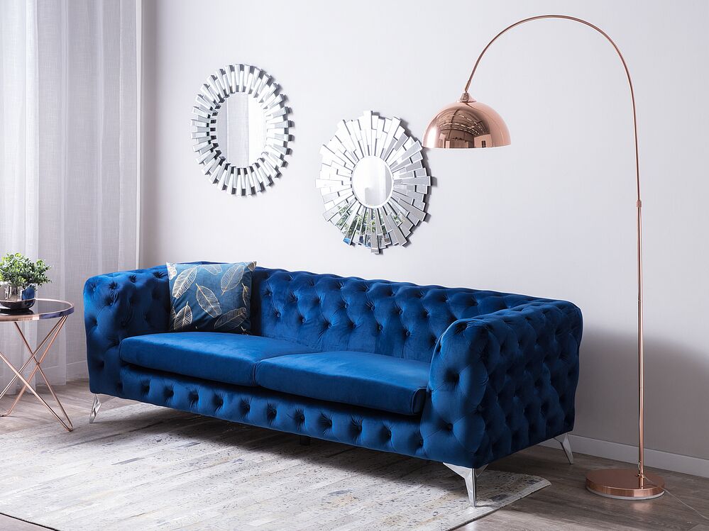 Sofa 3 Seater SOTRA Velvet Navy Blue