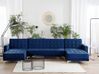 5 Seater U-Shaped Modular Velvet Sofa Navy Blue ABERDEEN_737946