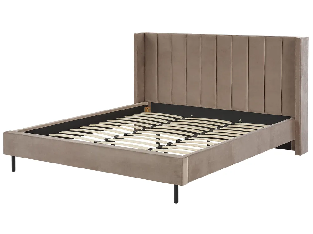 Bed Velvet VILLETTE 180 x 200 cm (EU Super King) Taupe_832656