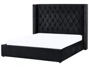 Ottoman Bed LUBBON Velvet Black 160 x 200 cm (EU King Size)_833821
