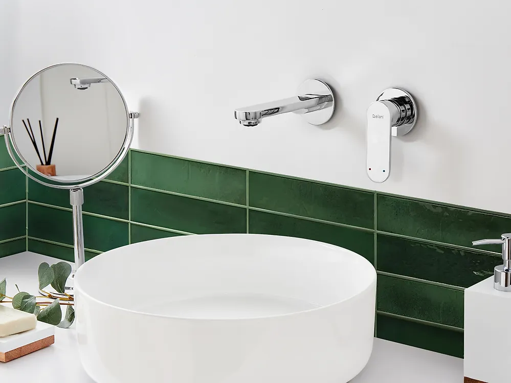 rubinetto miscelatore da parete per lavabo GUATAVIA Ottone Argento_1179074