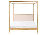 Four Poster Bed Wood HAILLICOURT 160 x 200 cm (EU King Size) Light Brown_1037195