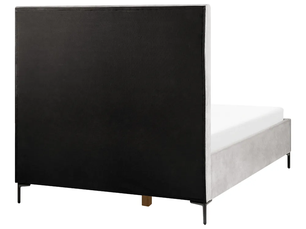 Schlafzimmer Set SEZANNE Samtstoff Hellgrau 140 x 200 cm_800112