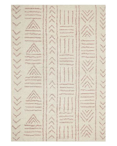 Teppich Baumwolle beige / rosa 140 x 200 cm geometrisches Muster Kurzflor EDIRNE